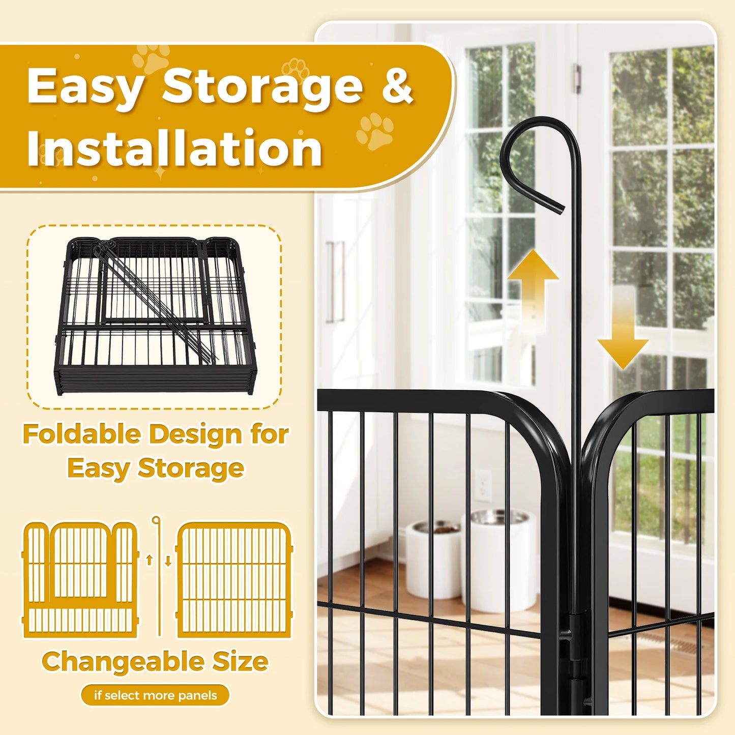 Dog Playpen With Door Foldable Metal Pet Fence For Indoor Outdoor Use Heavy Duty