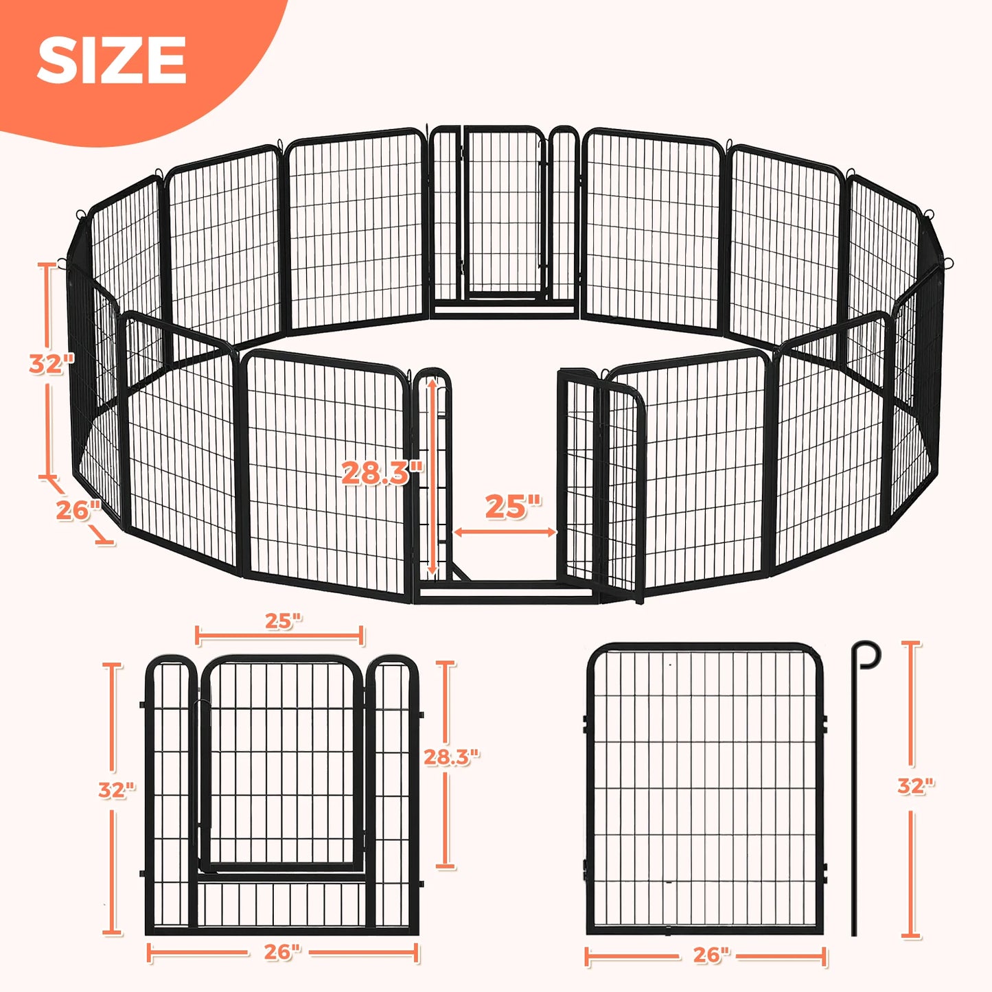Dog Playpen With Door Foldable Metal Pet Fence For Indoor Outdoor Use Heavy Duty