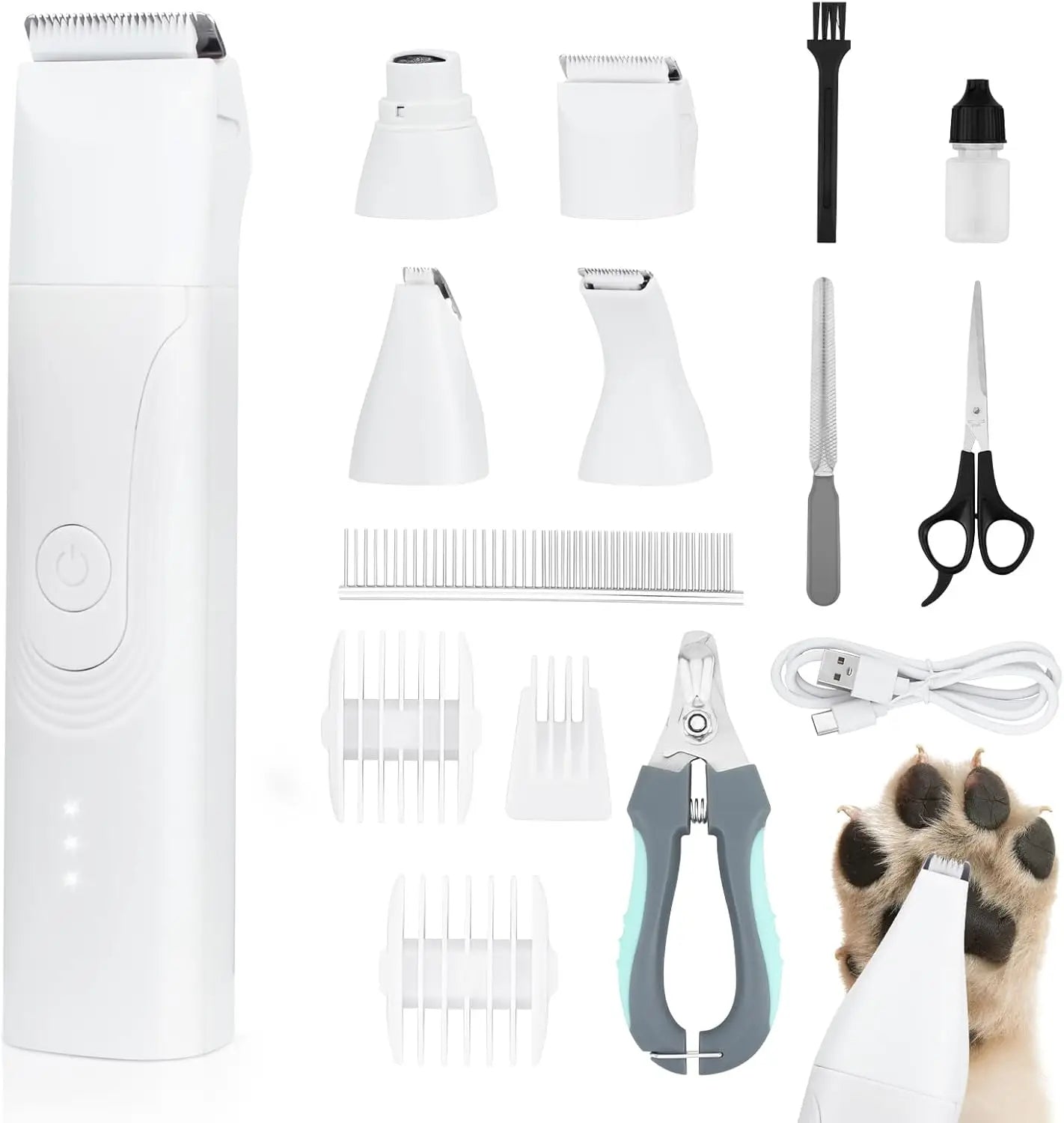 Dog Grooming Kit 14-In-1 Cordless Trimmer And Nail Grinder