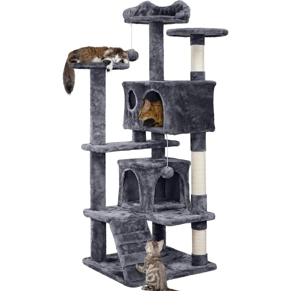 Cat Tree Multi-Level Tower With Kitten Ear Perch And Caves