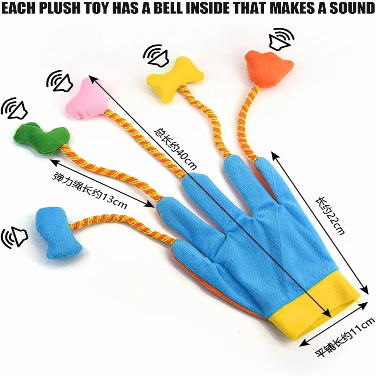 Endless H Engaging Soft Cat Teaser Gloves With Bells For Interactive Kitty Playtime