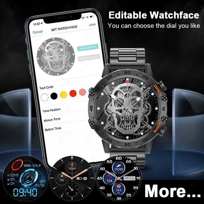 LIGE Military Smartwatch 1.39 Inch AMOLED 400mAh Battery Waterproof Heart Rate Bluetooth Call