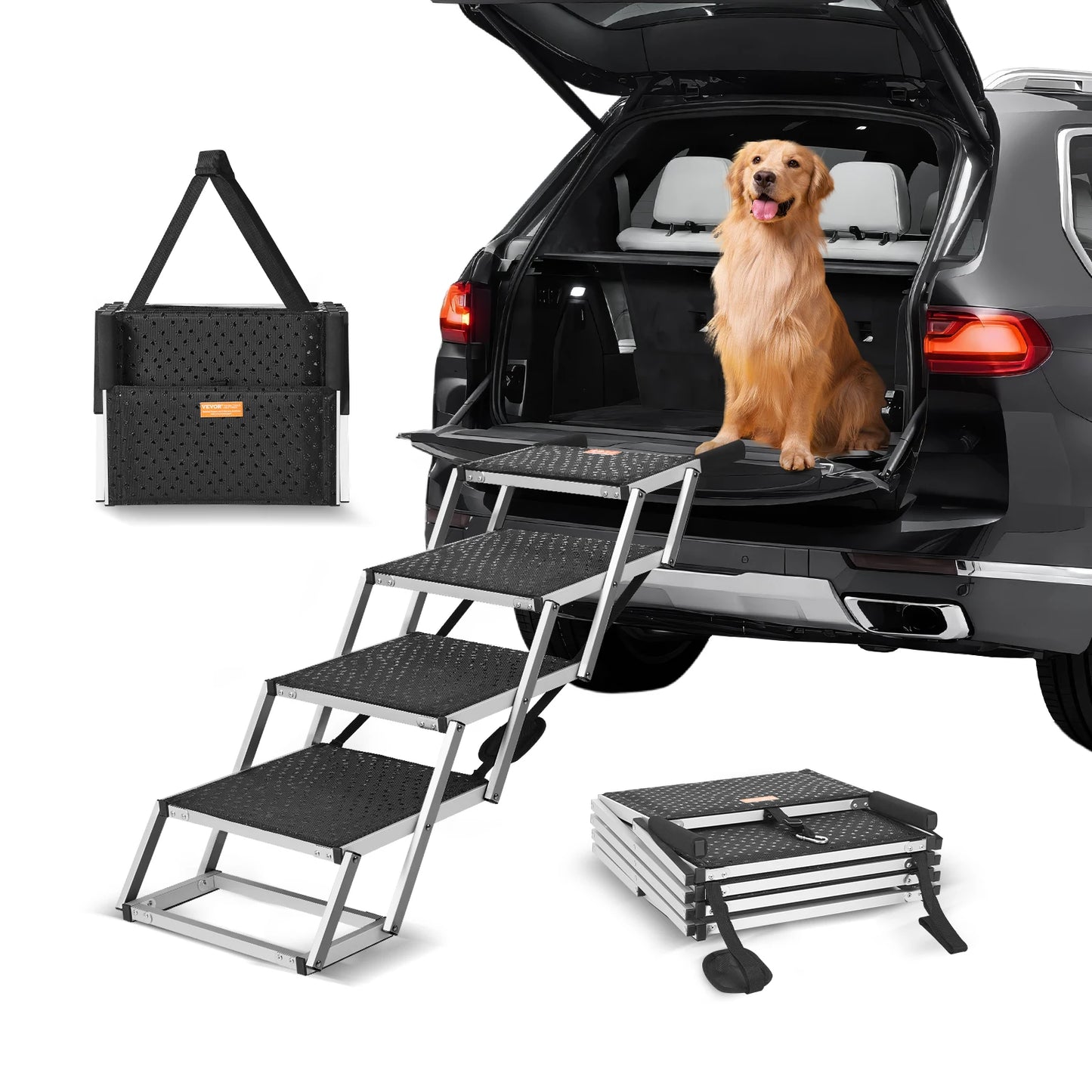SucceBuy UltraFold Dog Car Steps Portable Lightweight Aluminum Pet StaircaseProX