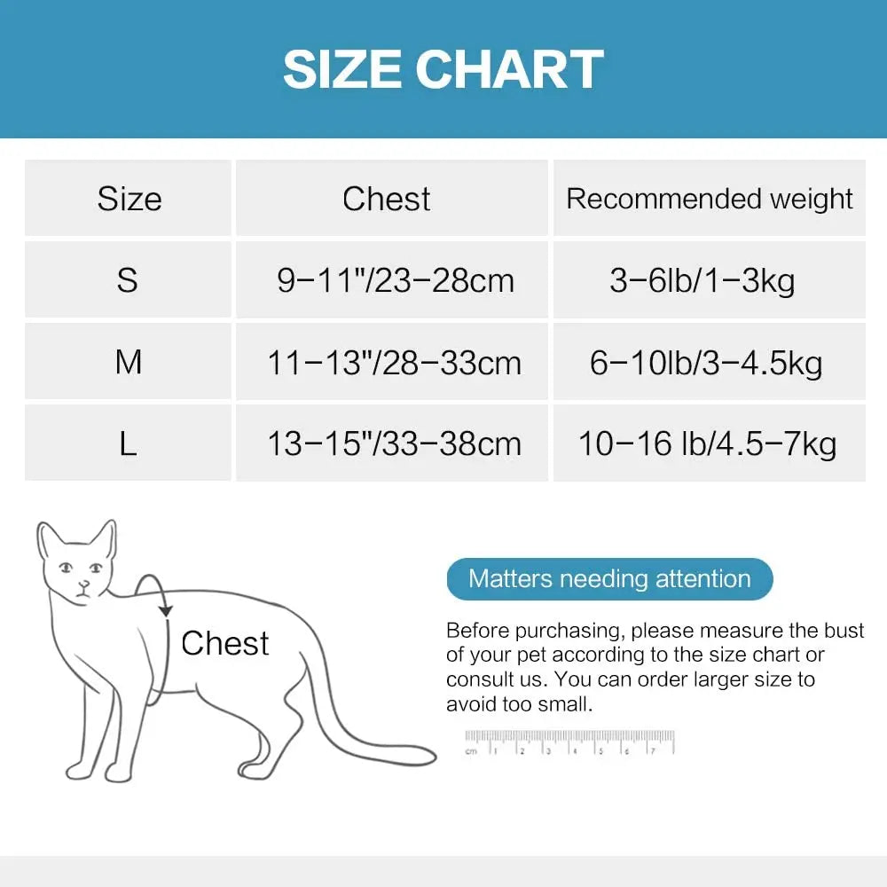 Adjustable Anti Escape Cat Harness Kitten Vest Breathable Lightweight Padded Quick Release Reflective Walking