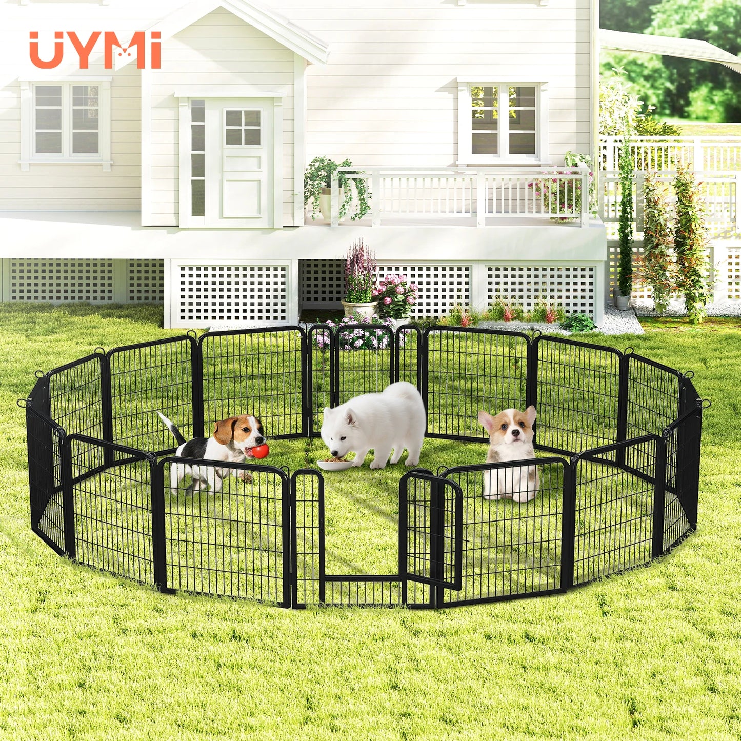 Dog Playpen With Door Foldable Metal Pet Fence For Indoor Outdoor Use Heavy Duty