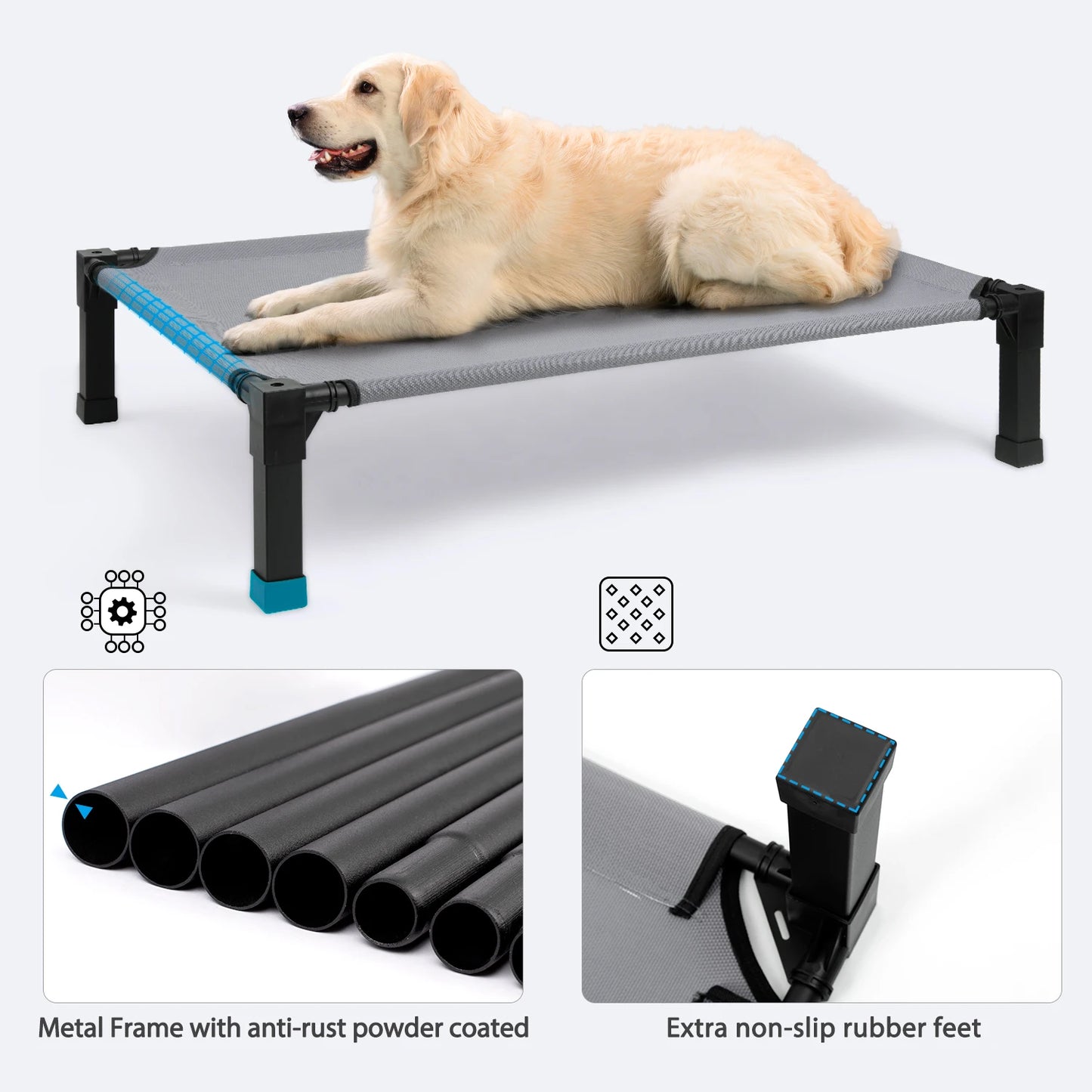Elevated Dog Bed With Breathable Mesh Frame Portable Cot