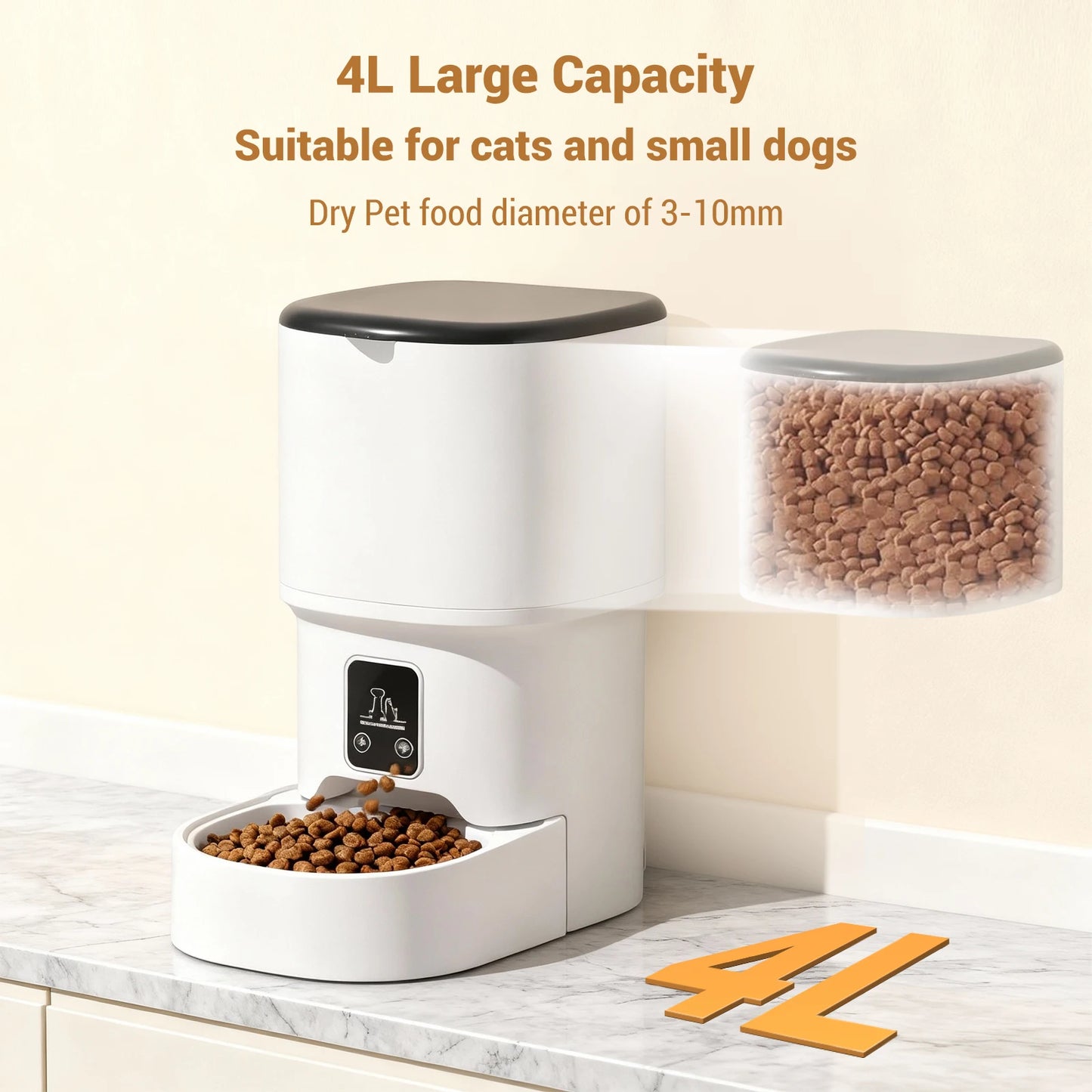 HiMISS Programmable Automatic Pet Feeder With Timer And Precise Portion Control For Cats And Small Dogs