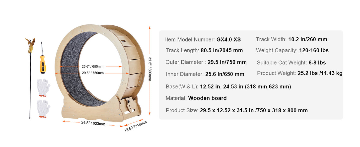 SucceBuy Wooden Cat Exercise Wheel Indoor Treadmill