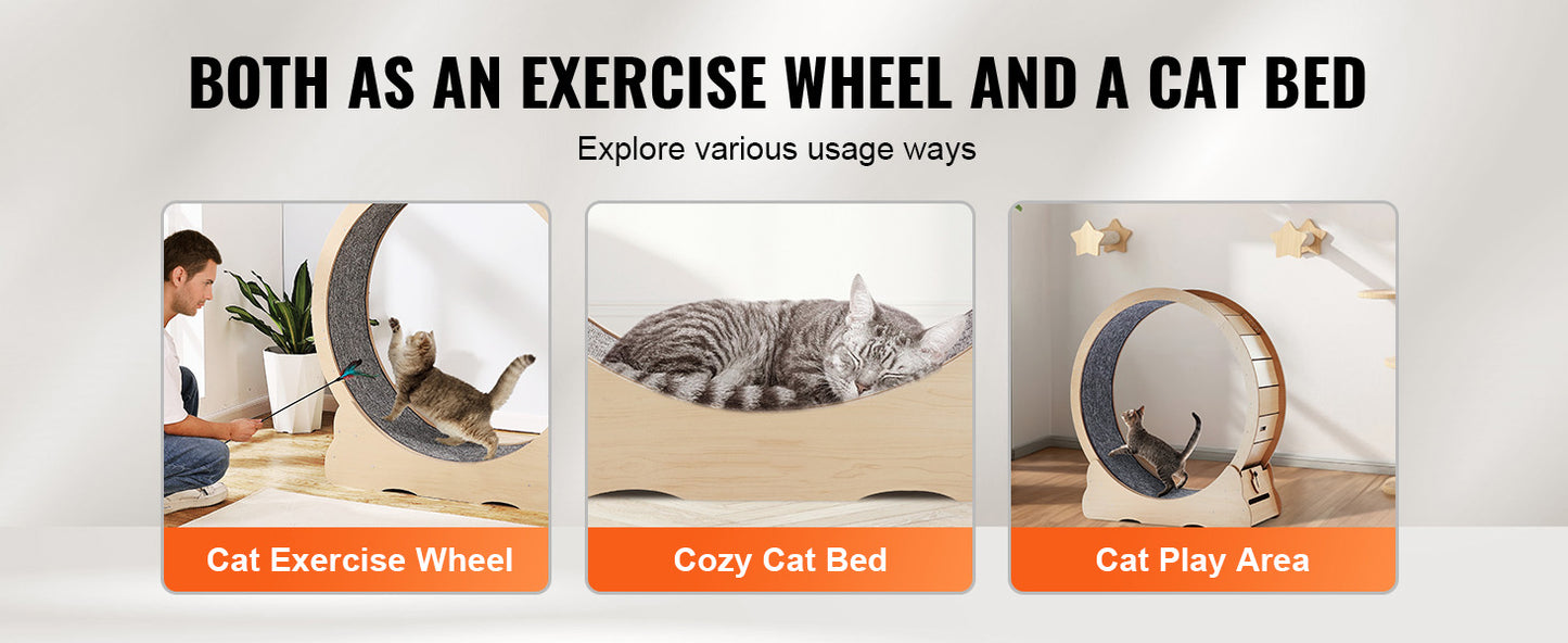 SucceBuy Wooden Cat Exercise Wheel Indoor Treadmill