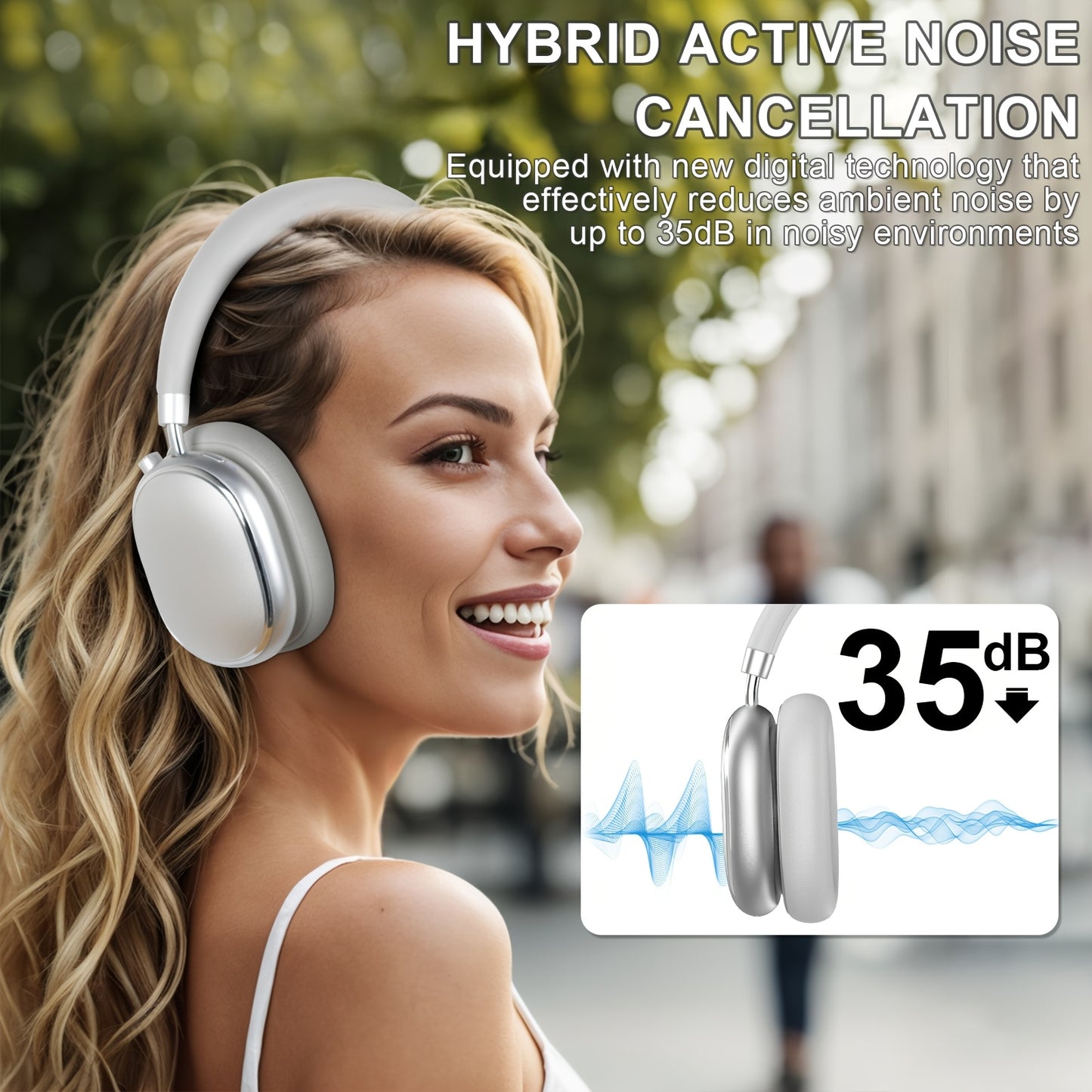 T-fun NC95 Bluetooth Hybrid ANC Headphones with Mic