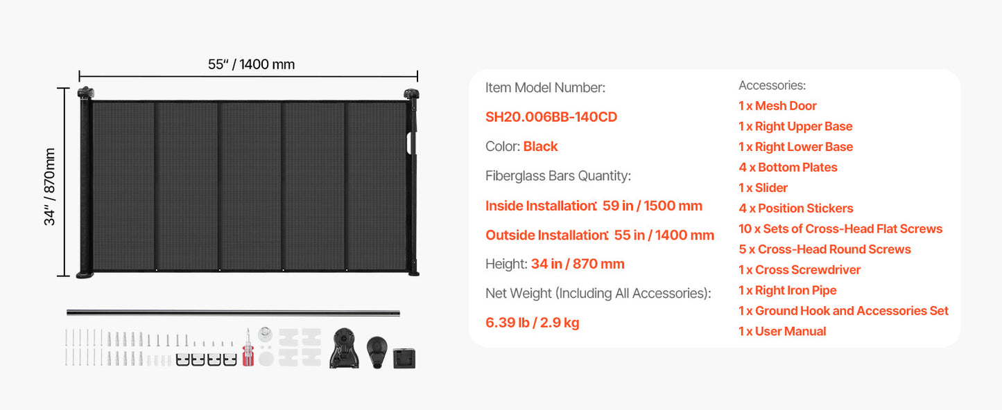 SucceBuy Retractable Baby Gate for Kids and Pets, Easy Install Mesh Safety Gate for Homes