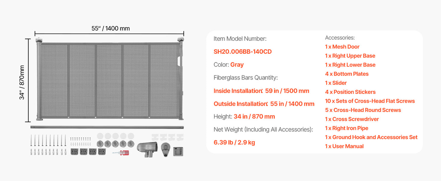 SucceBuy Retractable Baby Gate for Kids and Pets, Easy Install Mesh Safety Gate for Homes