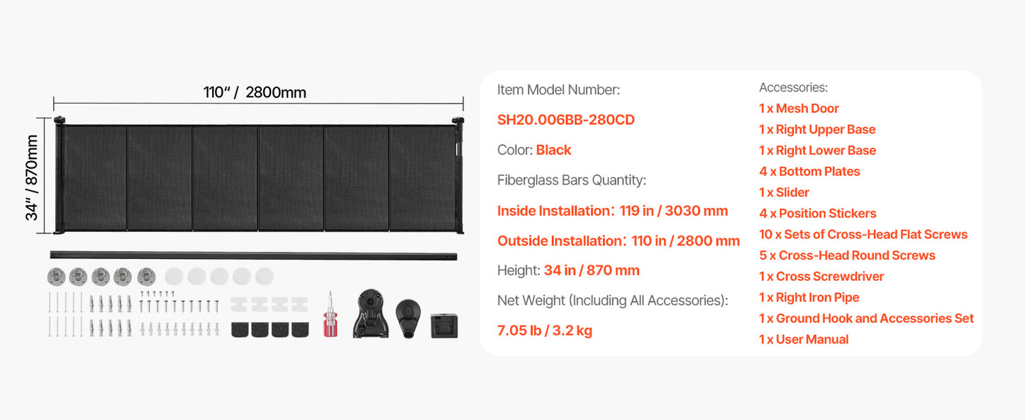 SucceBuy Retractable Baby Gate for Kids and Pets, Easy Install Mesh Safety Gate for Homes