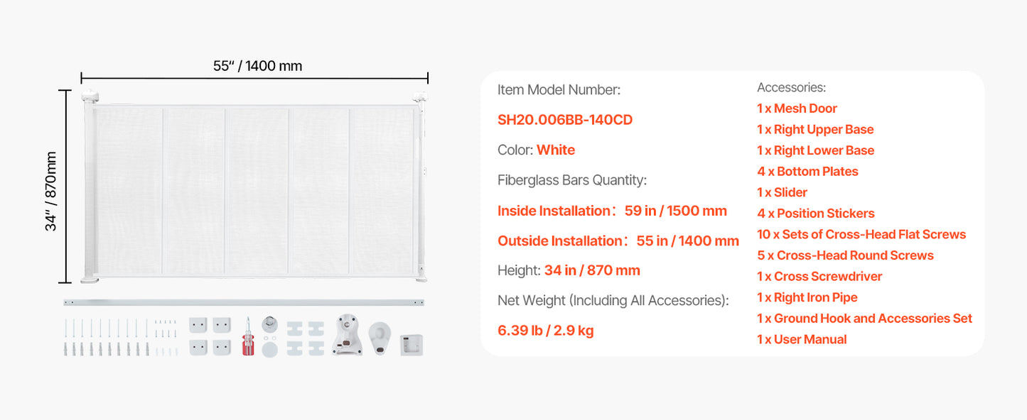 SucceBuy Retractable Baby Gate for Kids and Pets, Easy Install Mesh Safety Gate for Homes