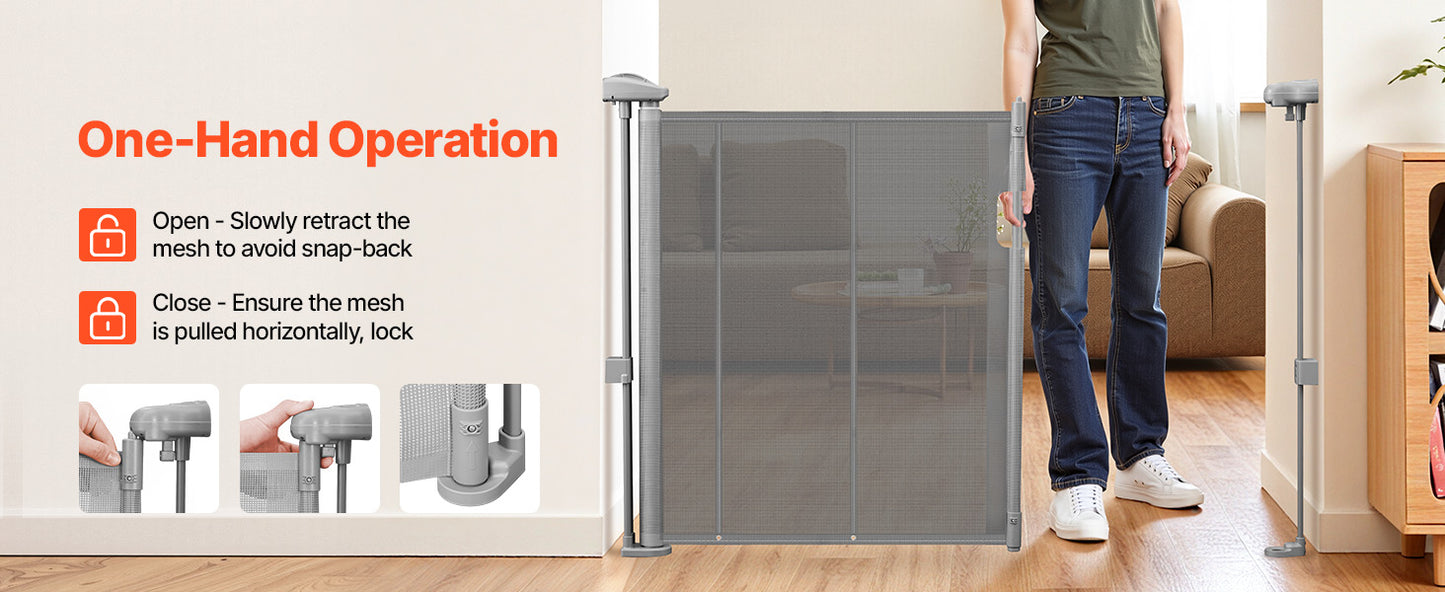 SucceBuy Retractable Baby Gate for Kids and Pets, Easy Install Mesh Safety Gate for Homes