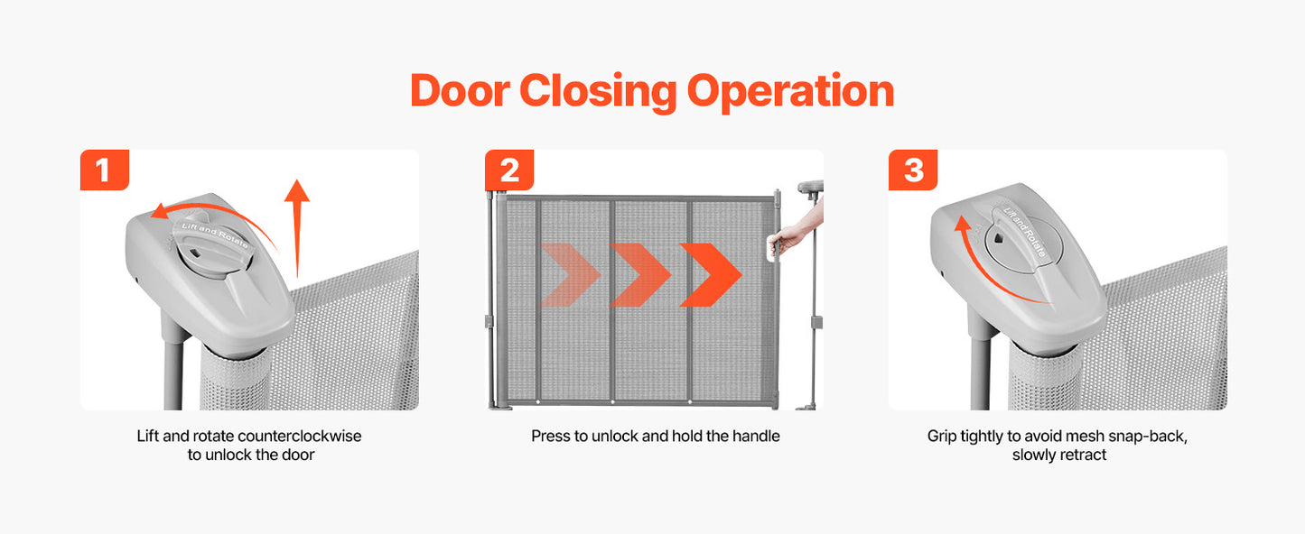 SucceBuy Retractable Baby Gate for Kids and Pets, Easy Install Mesh Safety Gate for Homes