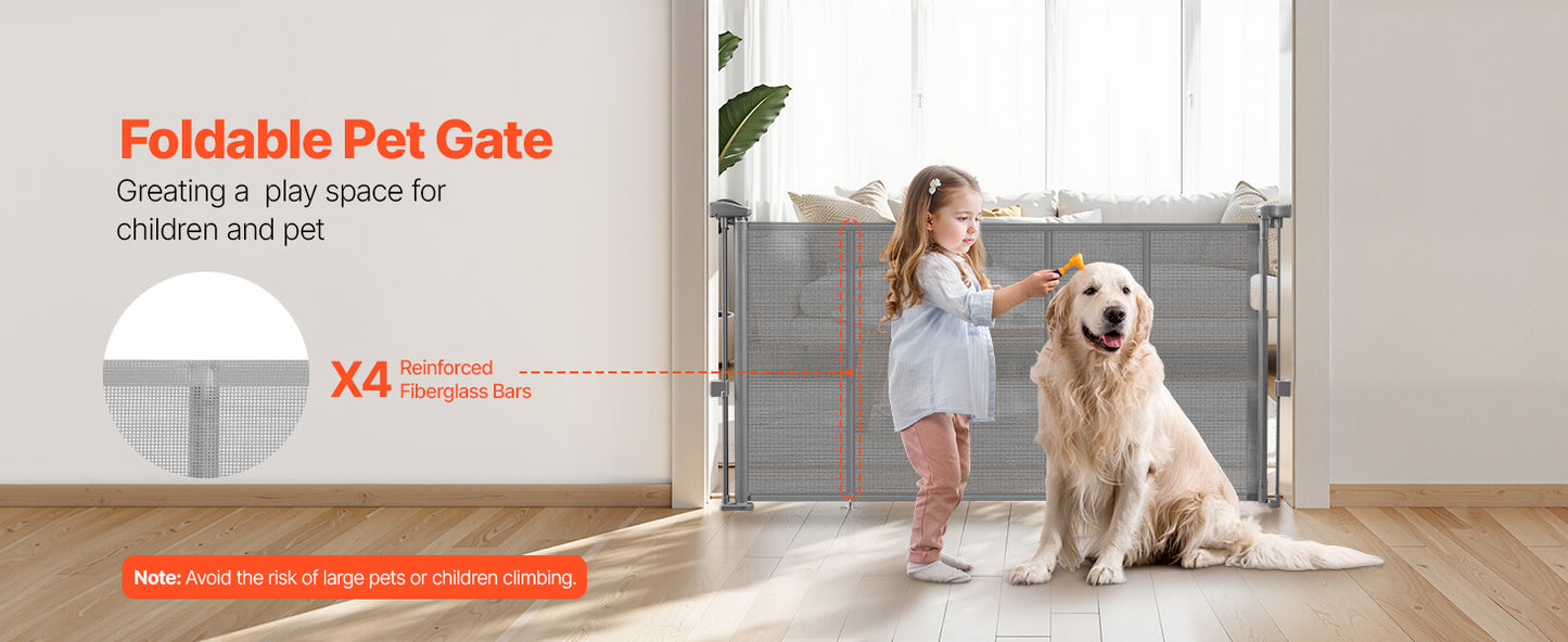SucceBuy Retractable Baby Gate for Kids and Pets, Easy Install Mesh Safety Gate for Homes