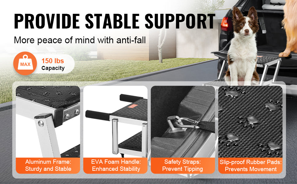 SucceBuy UltraFold Dog Car Steps Portable Lightweight Aluminum Pet StaircaseProX