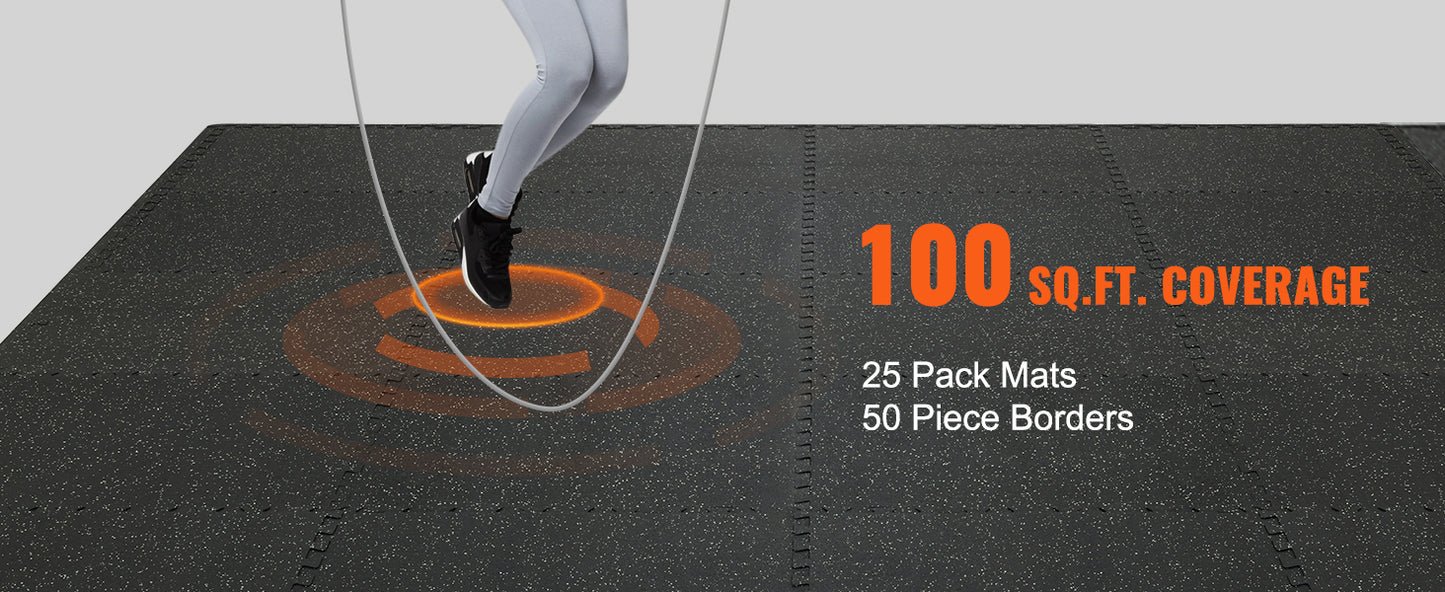 SucceBuy Interlocking Gym Floor Mats With Rubber Top