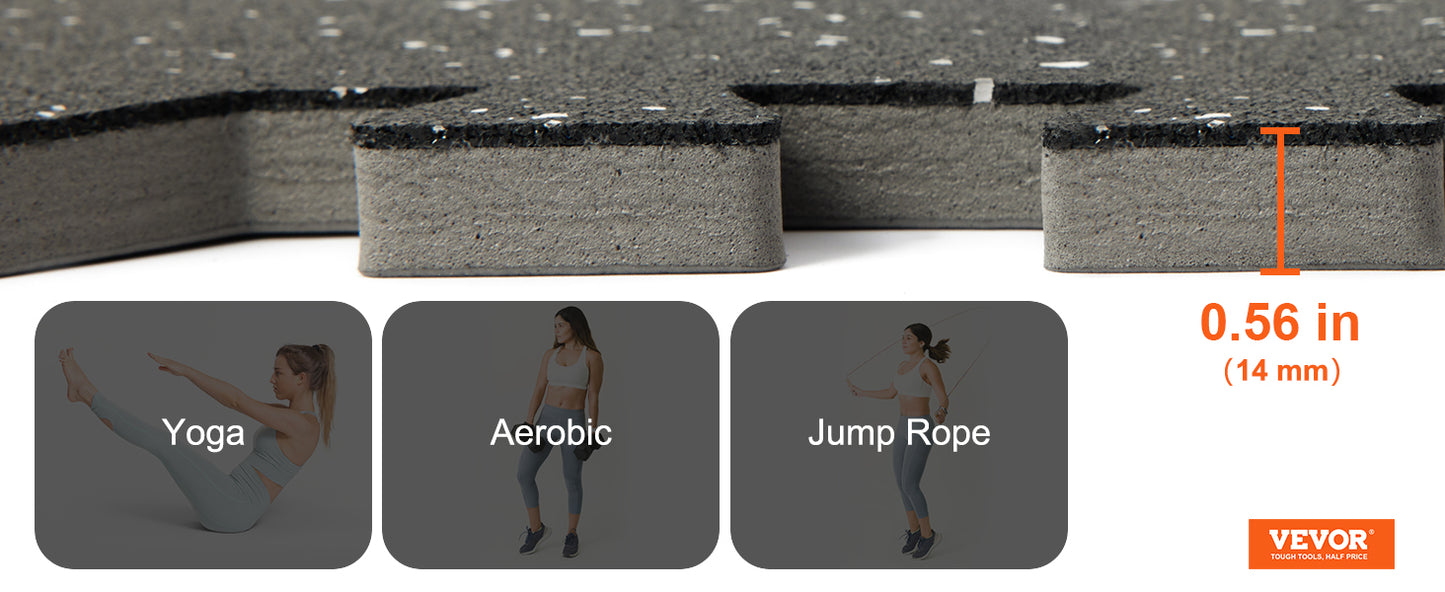 SucceBuy Interlocking Gym Floor Mats With Rubber Top