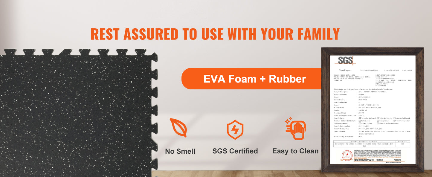 SucceBuy Interlocking Gym Floor Mats With Rubber Top