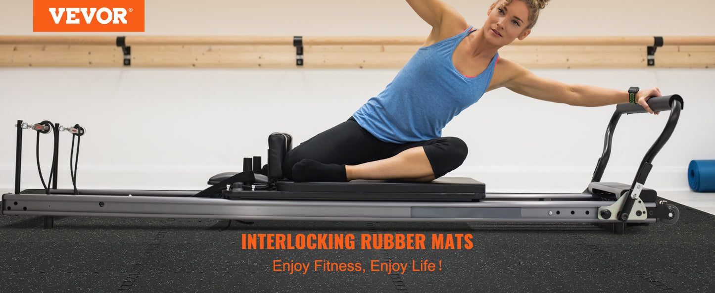 SucceBuy Interlocking Gym Floor Mats With Rubber Top